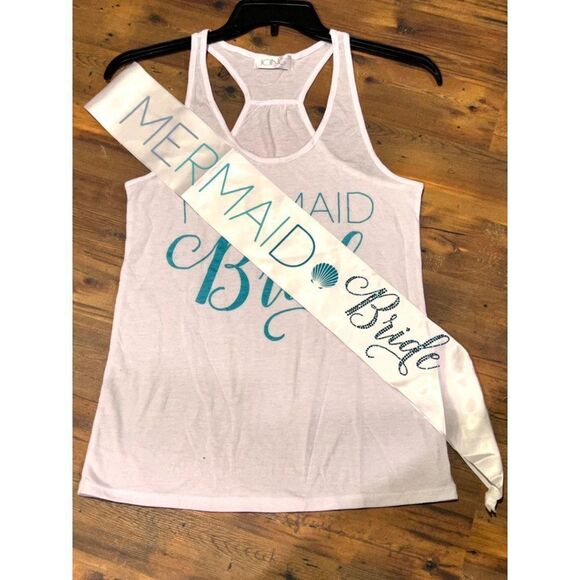 Mermaid Bridal Tank Top S/M Mermaid Bride * Mermaids* & Bride Sash Available‎ - Picture 3 of 7